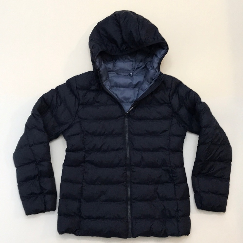 UNIQLO Kid’s Sz 13 Navy Blue Hooded Puffer Jacket